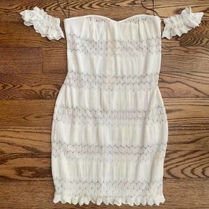 sleeve caps white boudoir lace dress